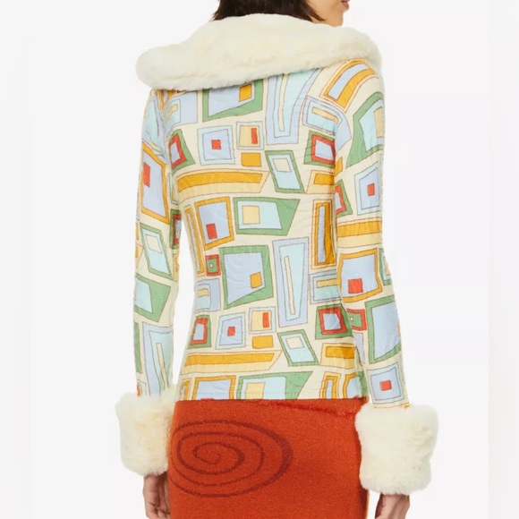 HOUSE OF SUNNY Pepperland Peggy abstract-print faux-fur knitted cardigan - Picture 3 of 6